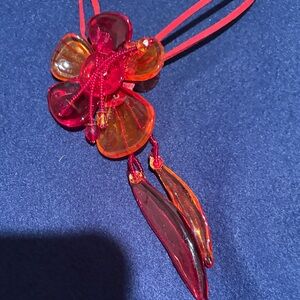 Red & Orange Floral Pendant Necklace